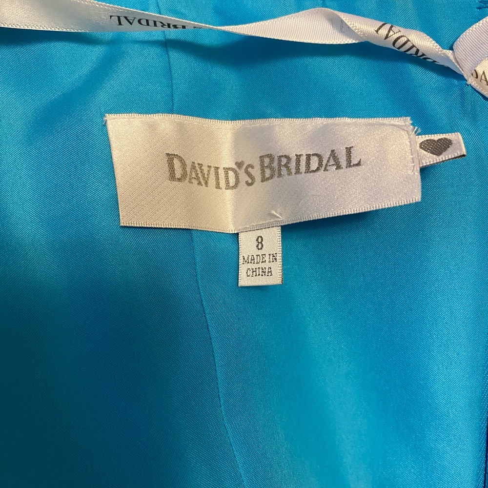 David’s Bridal Bridesmaid Teal Strapless Dress Size 8 - Picture 4 of 4